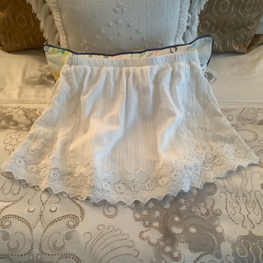 LoveShackFancy White Lace Mini Skirt